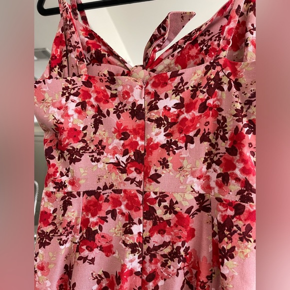 WAYF Victoria Floral Print Tie-Front Cutout Midi Dress Pink - Picture 5 of 8